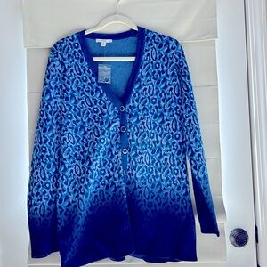 Blue Leopard Print Ladies Sweater by Isaac Mizrahihi